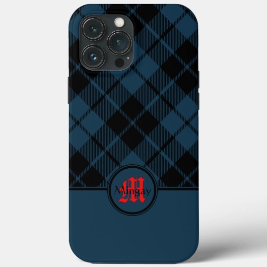 Blue Scott Kariert Red Monogram Case-Mate iPhone Hülle (Rückseite)