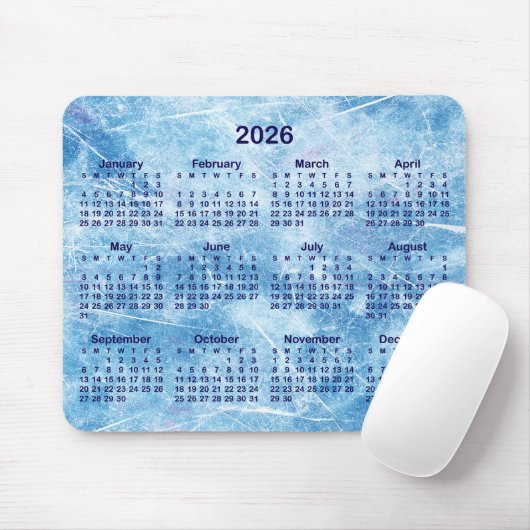 Blue Scratched Ice 2026 Calendar Mousepad (Mit Mouse)