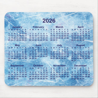 Blue Scratched Ice 2026 Calendar Mousepad
