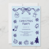 Blue Scribble Hand Drawn Weihnachtsfest Party Einladung (Vorderseite)