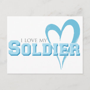 Blue Scribbled Heart - I Liebe Mein Soldat Postkarte