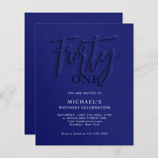 Blue Script 40. Erwachsene Geburtstag (Vorne/Hinten)