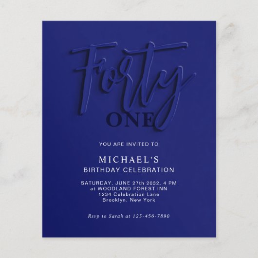 Blue Script 40. Erwachsene Geburtstag (Vorderseite)
