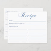 Blue Script Brautparty Rezept Card (Vorne/Hinten)