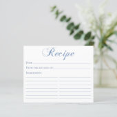 Blue Script Brautparty Rezept Card (Stehend Vorderseite)