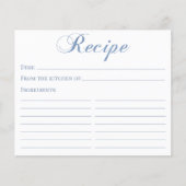 Blue Script Brautparty Rezept Card (Vorderseite)