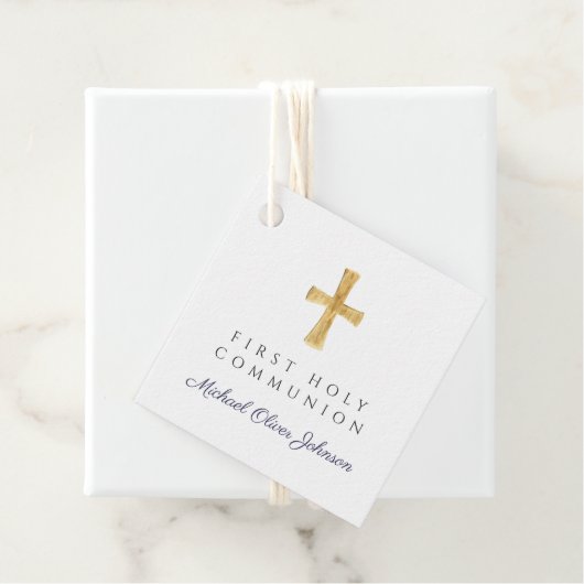 Blue Script Cross Boy Erste Kommune Geschenkanhänger (Beispiel)