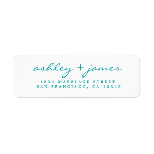 Blue Script Elegant Wedding Rücksendeadresse
