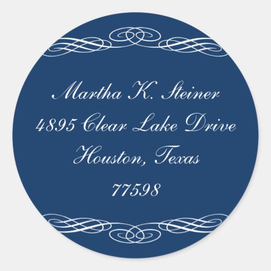 Blue Script - elegantes Scroll - Urlaubsattel Runder Aufkleber (Vorderseite)