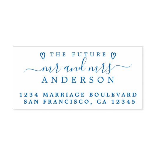 Blue Script Future Mr. Wedding Rücksendeadresse Permastempel (Design)