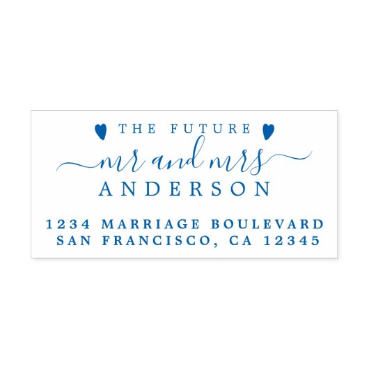 Blue Script Future Mr. Wedding Rücksendeadresse Permastempel (Design)