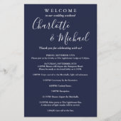 Blue Script Guest Wedding Weekend Program (Vorderseite)