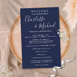 Blue Script Guest Wedding Weekend Program