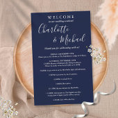 Blue Script Guest Wedding Weekend Program