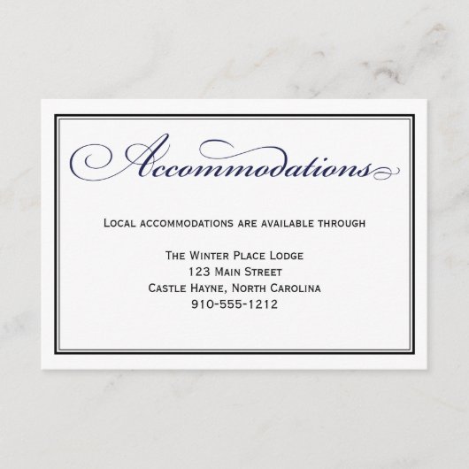 Blue Script Hochzeitskarte Begleitkarte (Vorderseite)