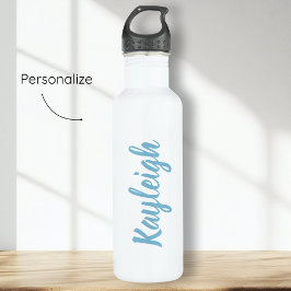 Blue Script-Individuelle Name Edelstahlflasche
