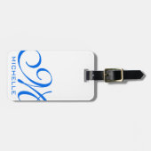 Blue Script Mit Monogramm Gepäckanhänger (Vorderseite horizontal)