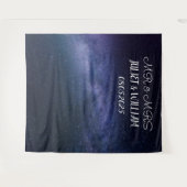 Blue Script Mr & Mrs. Wedding Backdrop Banner Wandteppich (Vorderseite (Horizontal))