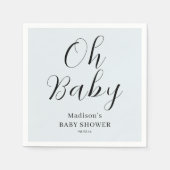 Blue Script Oh Baby Dusche Napkins Serviette (Vorderseite)