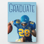 Blue Script Overlay Football Foto Fotoplatte (Vorderseite)