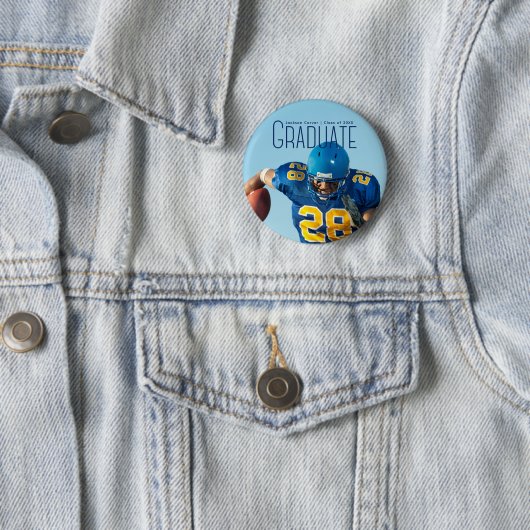 Blue Script Overlay Foto Football Player Button (Beispiel)