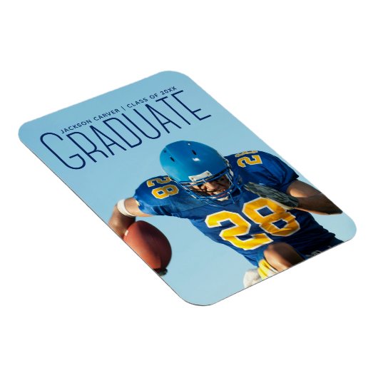 Blue Script Overlay Foto Football Player Magnet (Rechte Seite)