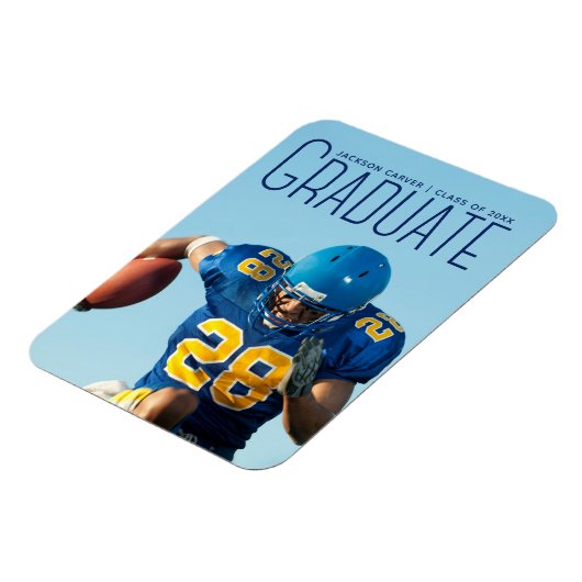 Blue Script Overlay Foto Football Player Magnet (Linke Seite)