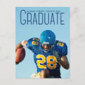 Blue Script Overlay Foto Football Player Postkarte (Vorderseite)