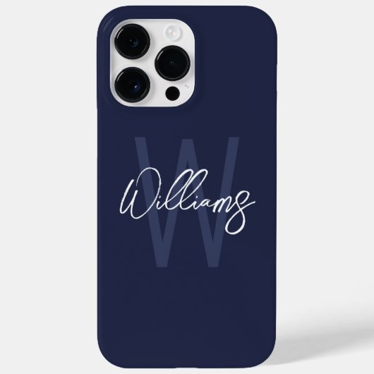 Blue Script Personalisiert Monogram und Name Case-Mate iPhone Hülle (Rückseite)