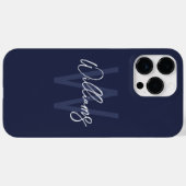 Blue Script Personalisiert Monogram und Name Case-Mate iPhone Hülle (Rückseite (Horizontal))