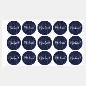Blue Script Personalisiert Monogram und Name Etiketten (Blatt)