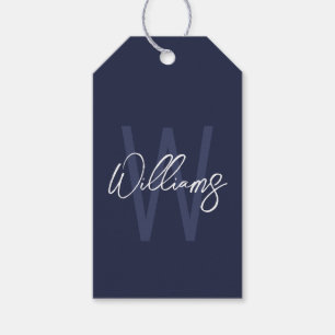 Blue Script Personalisiert Monogram und Name Geschenkanhänger