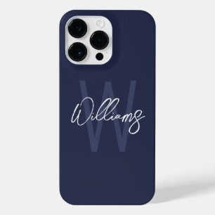 Blue Script Personalisiert Monogram und Name iPhone 14 Pro Max Hülle
