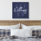 Blue Script Personalisiert Monogram und Name Leinwanddruck (Insitu (Schlafzimmer))