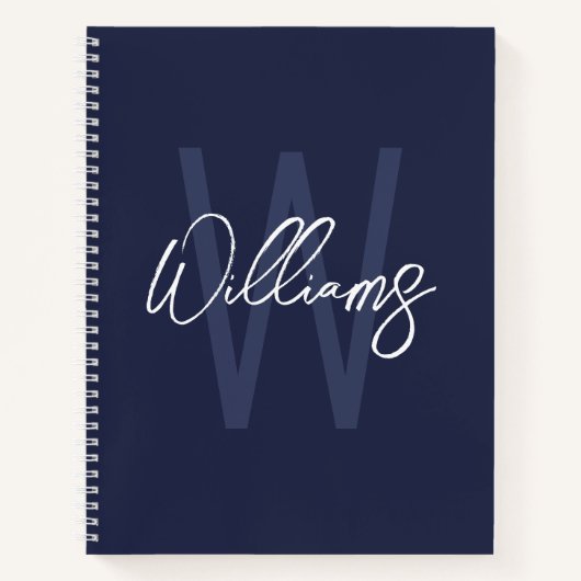 Blue Script Personalisiert Monogram und Name Notizblock (Vorderseite)