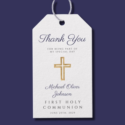 Blue Script Religious Boy First Communation Geschenkanhänger
