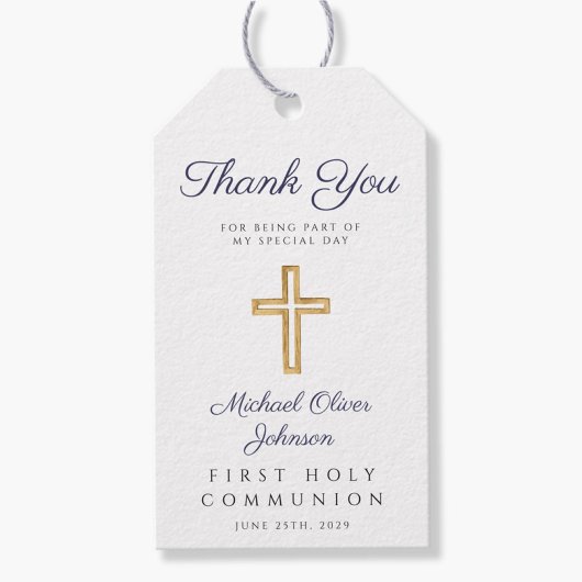 Blue Script Religious Boy First Communation Geschenkanhänger