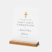 Blue Script Religious Boy First Communion Willkomm Acrylschild (Winkel)