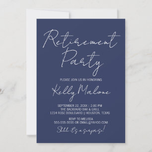 Blue Script Retirement Party Einladung