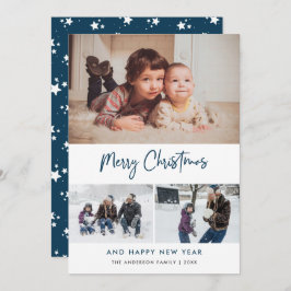 Blue Script Stars Weihnachten 3 Foto Collage