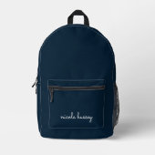 Blue Script | Stilvolle Monogram Modern Bedruckter Rucksack (Vorderseite)