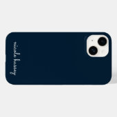 Blue Script | Stilvolle Monogram Modern Case-Mate iPhone Hülle (Rückseite (Horizontal))