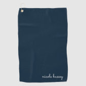 Blue Script | Stilvolle Monogram Modern Golfhandtuch (Vorderseite)