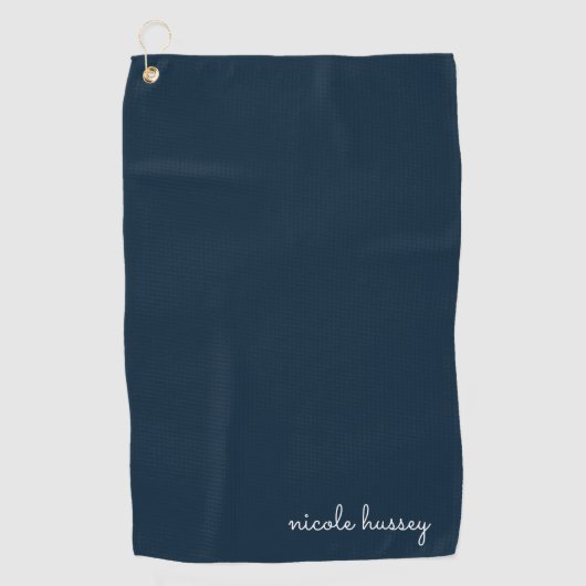 Blue Script | Stilvolle Monogram Modern Golfhandtuch (Vorderseite)