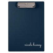 Blue Script | Stilvolle Monogram Modern Klemmbrett (Vorderseite)