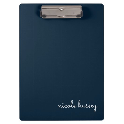 Blue Script | Stilvolle Monogram Modern Klemmbrett (Vorderseite)