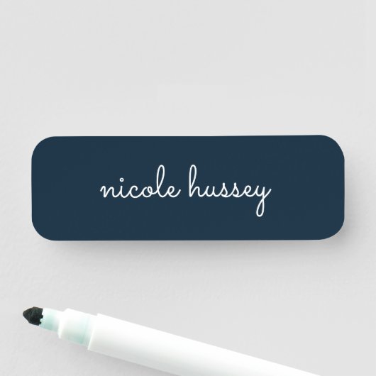 Blue Script | Stilvolle Monogram Modern Namensschild (Beispiel)