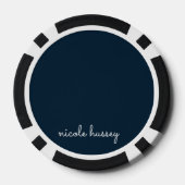 Blue Script | Stilvolle Monogram Modern Pokerchips (Rückseite)