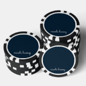 Blue Script | Stilvolle Monogram Modern Pokerchips (Stapel)