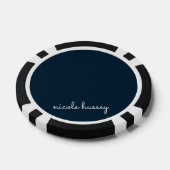 Blue Script | Stilvolle Monogram Modern Pokerchips (Einzeln)
